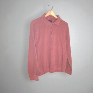 Van Heusen Men’s Long Sleeve Polo Shirt – Brick Red, 100% Cotton, Size Medium